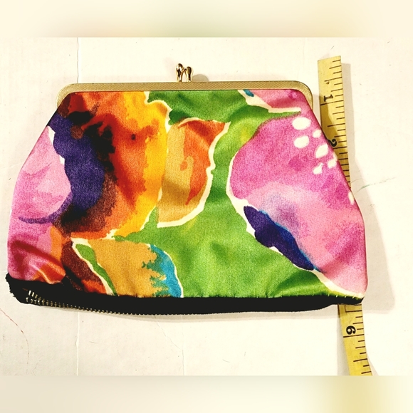 Tropical Floral clutch coin purse, makeup bag other end is zipper pouch - Picture 7 of 7